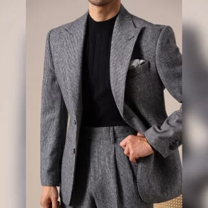 Men Tuxedo Suit Wool Blend Suit Set For Men With Peak Lapel Commuter Business Casual Two-Piece Suit Jacket Smoking Homme Mariage