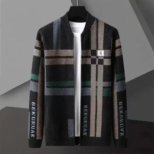 Fashion Brand Autumn Winter Designer Cardigan Sweter De Hombre Pocket Men Cardigan England Spliced Color Cardigan Knit Jacket