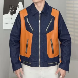 Jaqueta Masculino Couro Mens Contrast Stitching Leather Jacket Luxury Punk Club Outfit Jacket Jaqueta Bomber Motorcycle Jacket