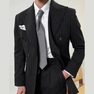 Traje Novio 2025 New Grooms Suit Naples Suit Set For Men Business Casual Striped Suit Men Tuxedo Suit Smoking Homme Mariage