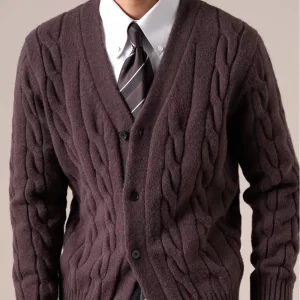 Fall Heavy Knit Cardigan Men With Cable Knit Design Anti-Pilling Winter Gentleman Sweater Jacket Abrigo Hombre Sweter De Hombre
