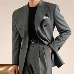 Business Double Breasted Dress Suit Wedding Suit For Men Versatile Casual Office Party Prom Costume Homme Men Tuxedo Suit