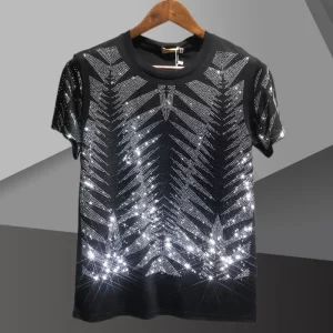 Silver Hot Diamond Men's T-shirt Round Neck Tshirt For Men Short Sleeve T-shirt Trend High Quality Summer Designer Clothing