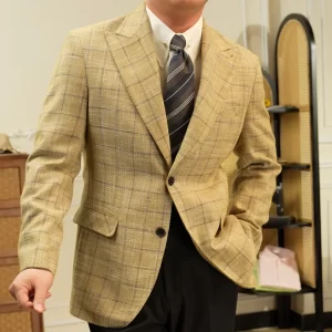 New Autumn Wool Blend Suit Jacket Men Italian Single-Breasted Plaid Suit Business Casual Suit For Men Blazer Xadrez Masculino