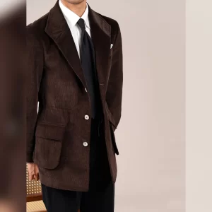 2025 Hunting Jacket Men Cotton Blend Corduroy Gentleman Suit Collar Commuter Casual Coat Vintage Bomber Jacket Jaqueta Masculina