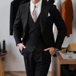 High Quality 3pcs Suit For Men Slim Fit Elegant Wedding Suits For Man Luxury Black Traje De Novio Para Boda Jacket+ Vest+ Pant