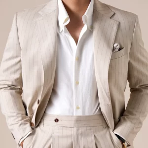 Gentleman Striped Single-Breasted Notched Lapel Ternos Masculino Casual Business Suit Set Men Tuxedo Suit Costume Mariage Homme